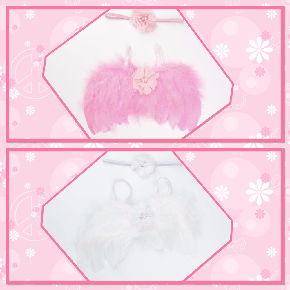 🌸New🌸Pink or White Angel Wings & Headband🌸